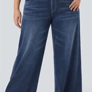 Halara Flex™ High Waisted Pockets Baggy Wide Leg Washed Casual Plus Size Jeans